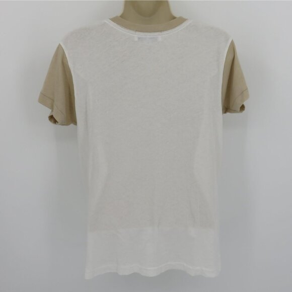 Wildfox Women Large Tourista Short Sleeve Boxy T Shirt Top White Beige Sheer - Picture 5 of 10